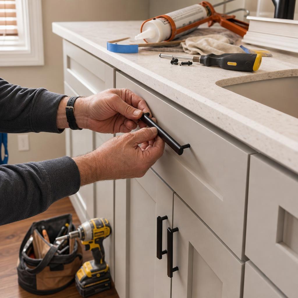 Representative image of cabinet hardware being adjusted