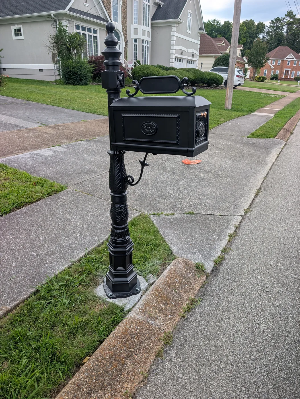 Mailbox and post installed by Frye Inc.